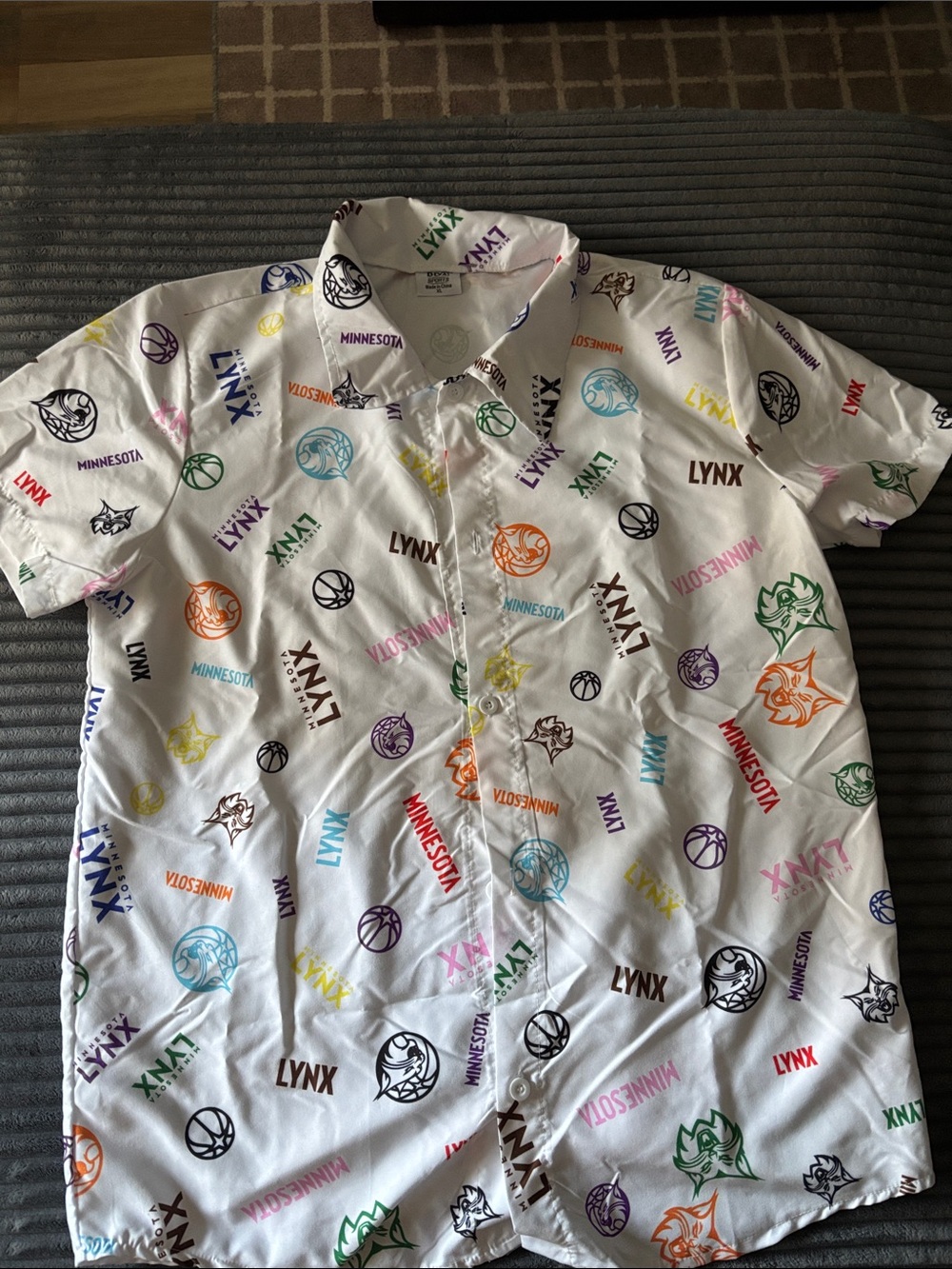 Minnesota Lynx White All-Over Print Short Sleeve Button-Up Shirt